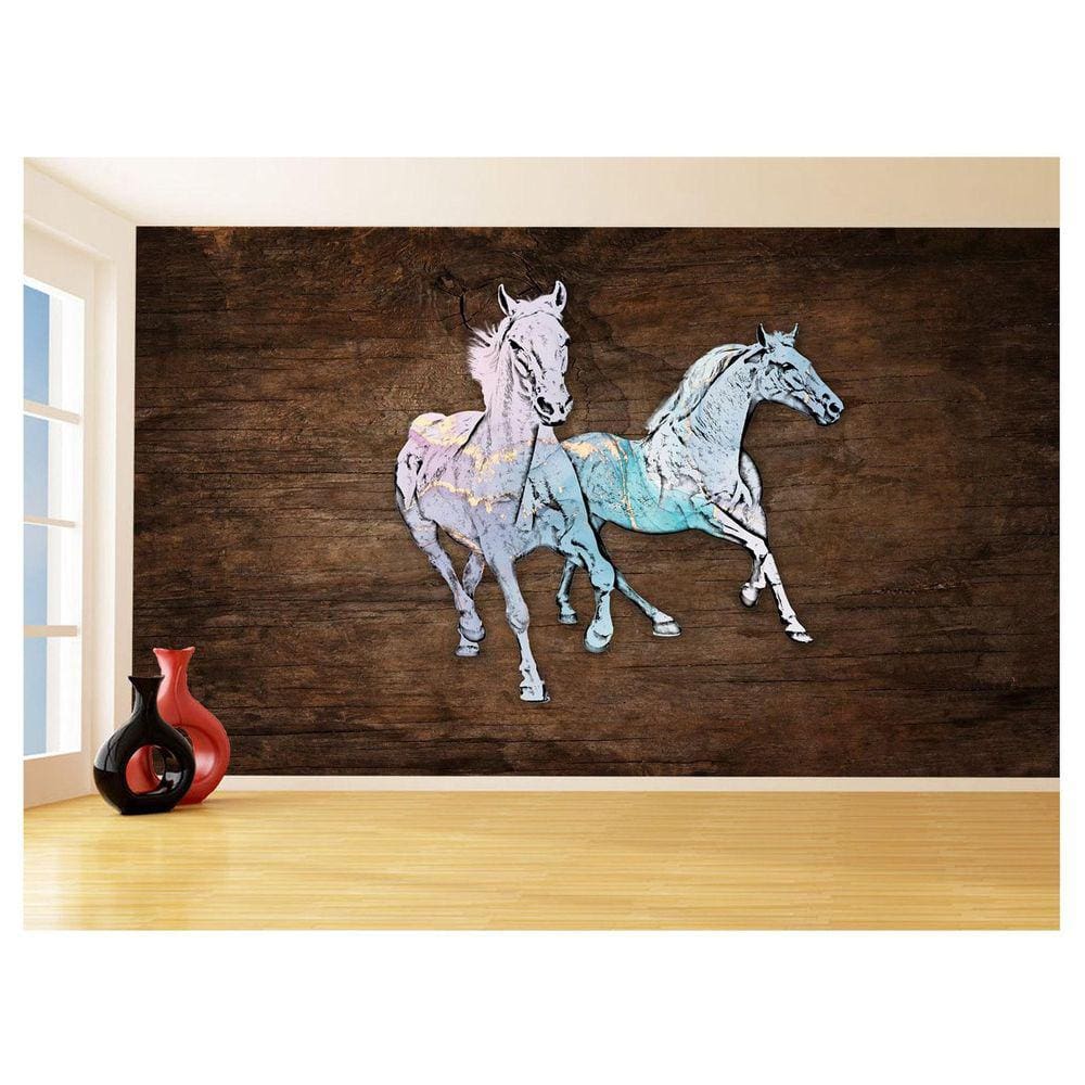 Papel De Parede Animais Pop Art Cavalos Cores 3,5M Pxa377