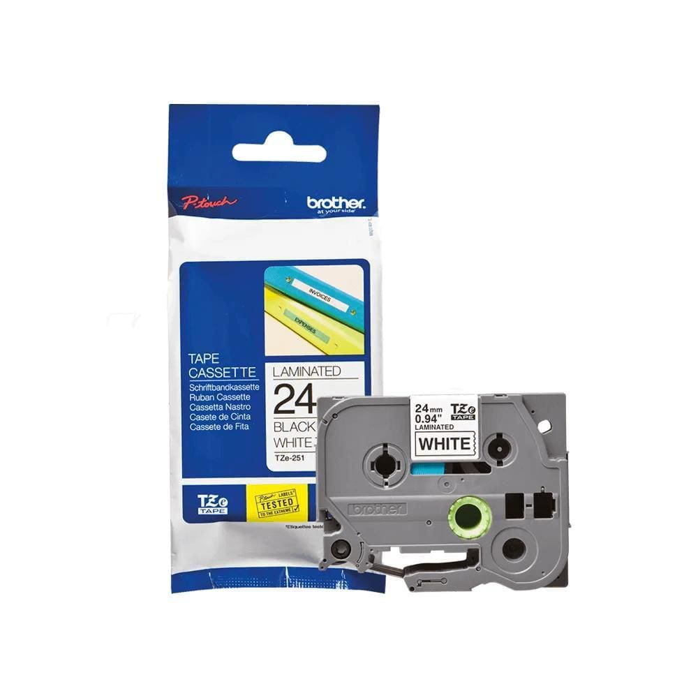 Fita Brother TZE-251 24mm  Preto/Branco