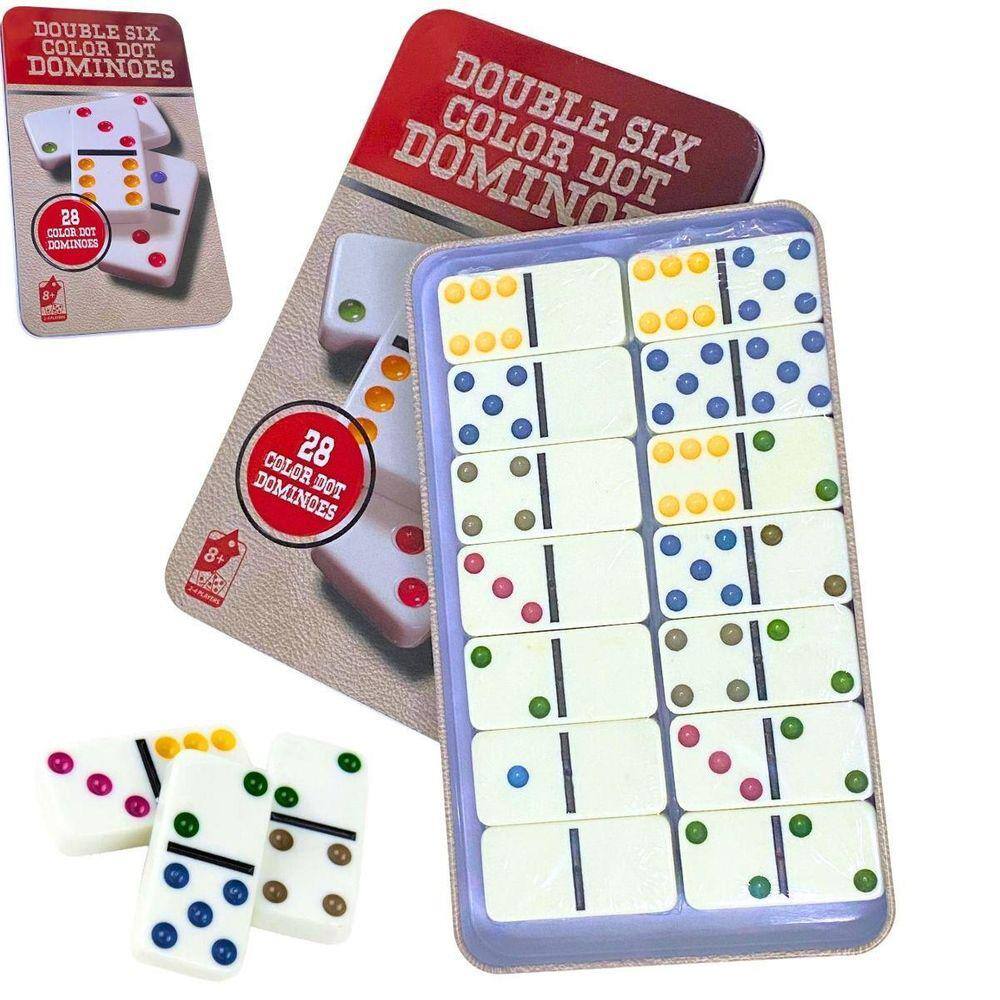 Jogo Dominó Colorido em Estojo de Lata | Casas Bahia