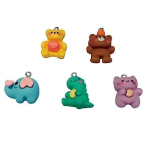 Pingente Ursinhos Dinossauros Em Resina 20Mm Com 5 Unidades