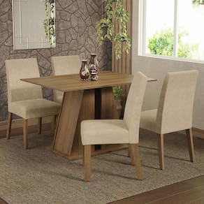 Conjunto Sala de Jantar Mesa Tampo de Madeira 4 Cadeiras Rustic/Imperial Agnes Madesa