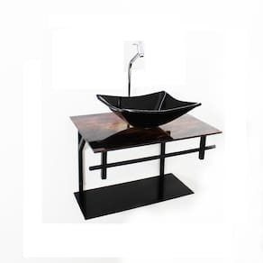Gabinete Vidro Banheiro 60Cm Retangular Ap Slim Madeira