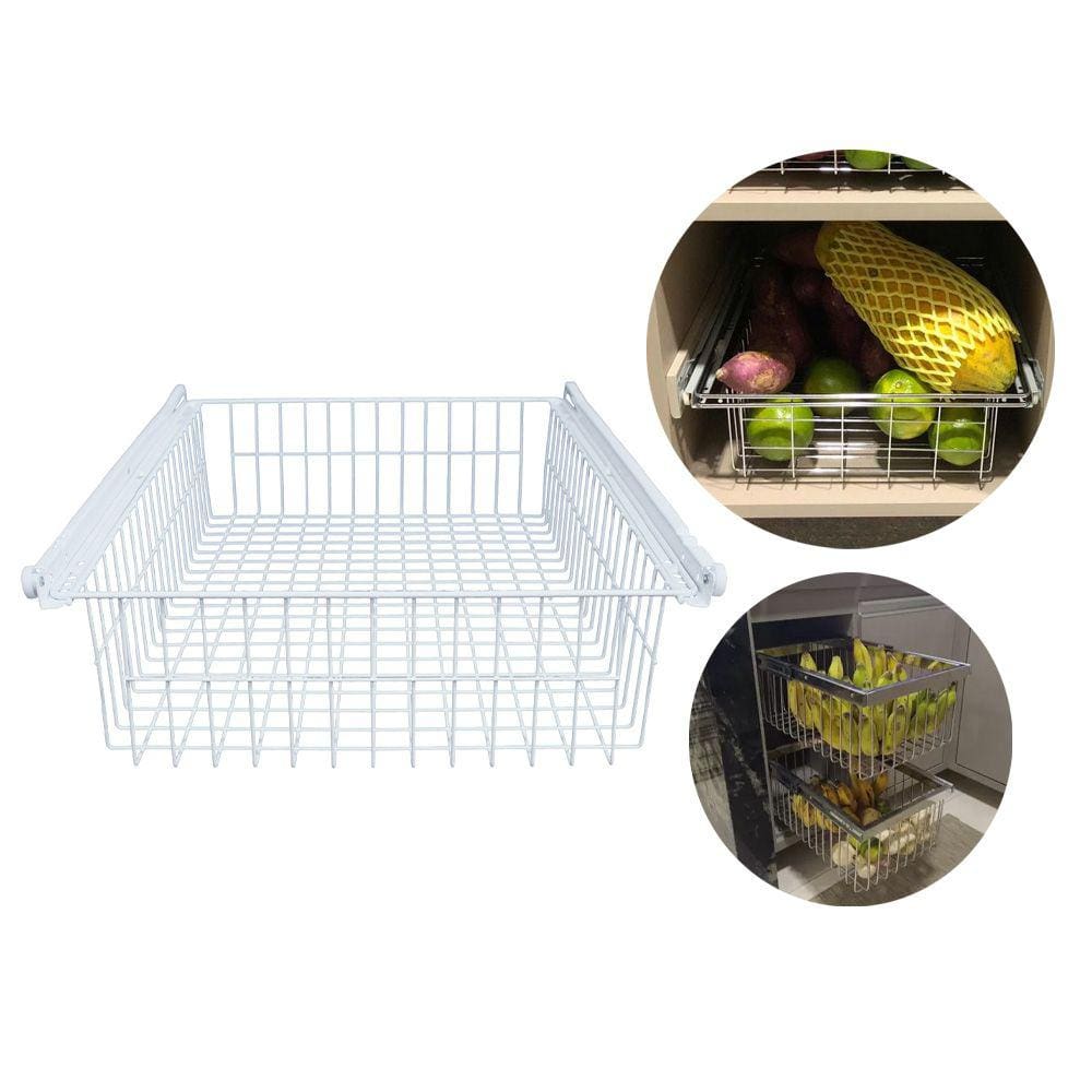 Gaveta Aramada de Embutir em Armário e Fruteira Cesto M22 com Corrediças para Cozinha 50x39,5x12cm