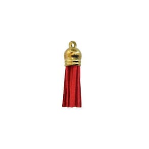 Pingente Tassel De Camurça 3 Cm Mf-46 Vermelho 12 Un - Kit