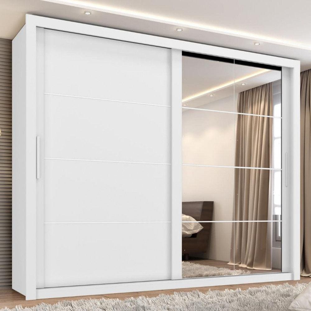 Guarda Roupa Casal com Espelho 2 Portas 6 Gavetas Imperador Plus Zanzini