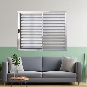 Janela Veneziana de Alumínio 3 Folhas 120 x 150cm Linha Modular Esquadrias Bergame Brilhante