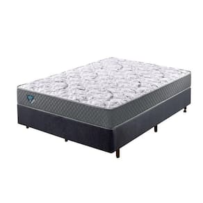 Cama Box Casal Reforçado Linho 138x188x38cm e Colchão Adapto Molas Ensacadas Cinza