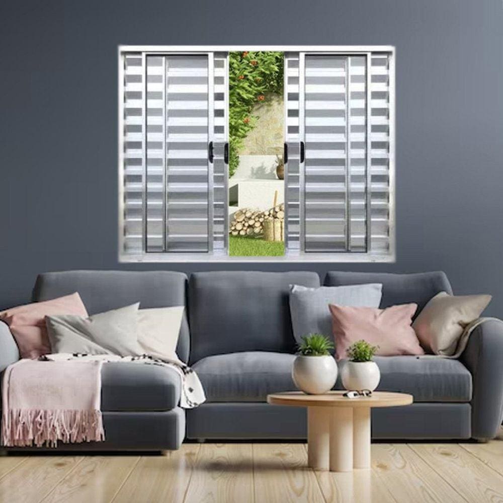 Janela Veneziana de Alumínio 6 Folhas 100 x 100cm Linha Modular Brilhante