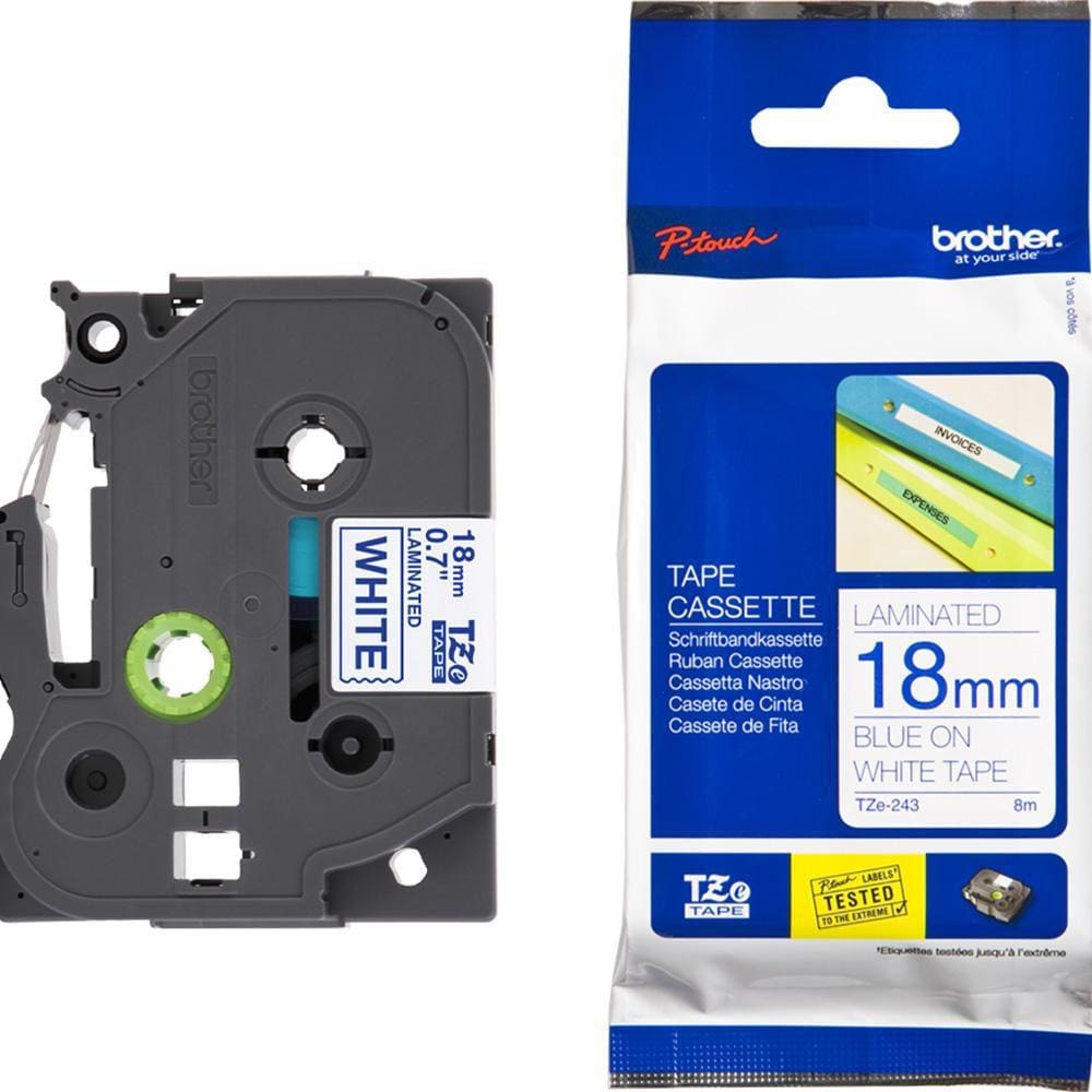 Fita Brother TZE-243 18mm Azul/Branco