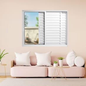 Janela Veneziana de Alumínio 3 Folhas 100 x 120cm Linha 25 Esquadrias Bergame Branco