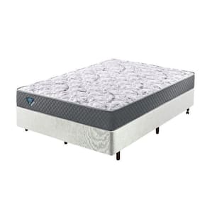 Cama Box Casal Reforçado 138x188x38cm e Colchão Adapto Molas Ensacadas Branco e Cinza