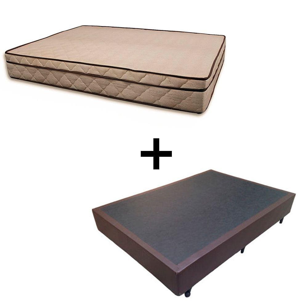 Cama Box Viúva 128 Tecido Sintético Marrom Com Colchão Polônia Bello Box - D28 65x128x188