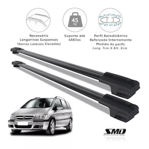 Travessa Rack Teto Preto Aluminio Gm Zafira 2001 A 2012