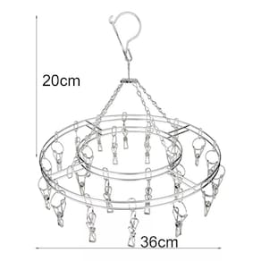 Mini Varal Roupa Intima 24 Prendedores Inox Redondo Cor Cromado