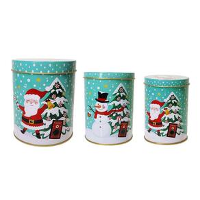 Kit Três Latas Natalinas Decorativas Natal Tampa Em Metal