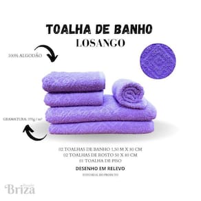 Jogo De Toalha De Banho E Rosto 5 Pçs Briza - Losango Lilás