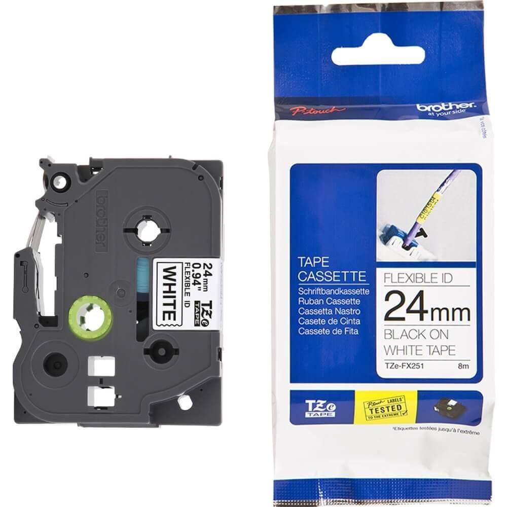 Fita Brother TZe-FX251 24mm Preto/Branco
