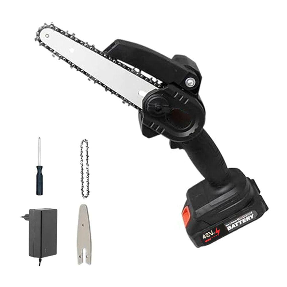 Mini Motosserra Eletrica 48V Potente 6 Polegadas Sem Fio Portatil Bambu Madeira Carpintaria Jardinagem