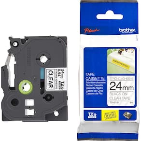 Fita Brother TZE-S151 24mm Preto /Transparente Industrial
