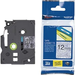Fita Brother TZE-MPSL31 12mm Preto sobre Prata Renda