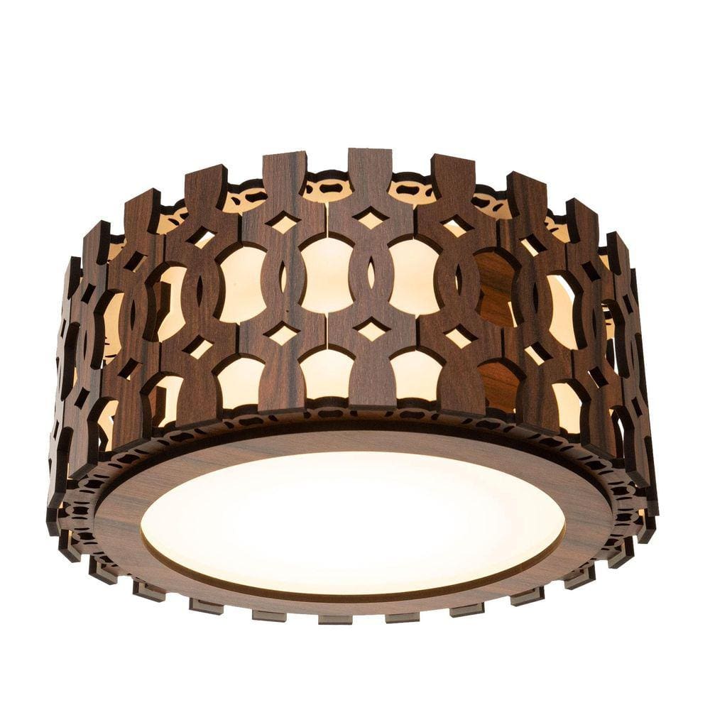 Luminária Decorativa Madeira Plafon Redondo Encantadas 45Cm