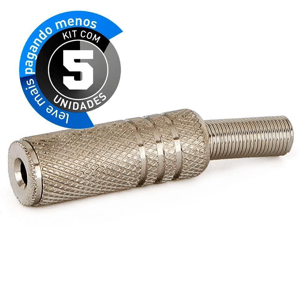 Plug P2 Fêmea Niquelado - Kit Com 5