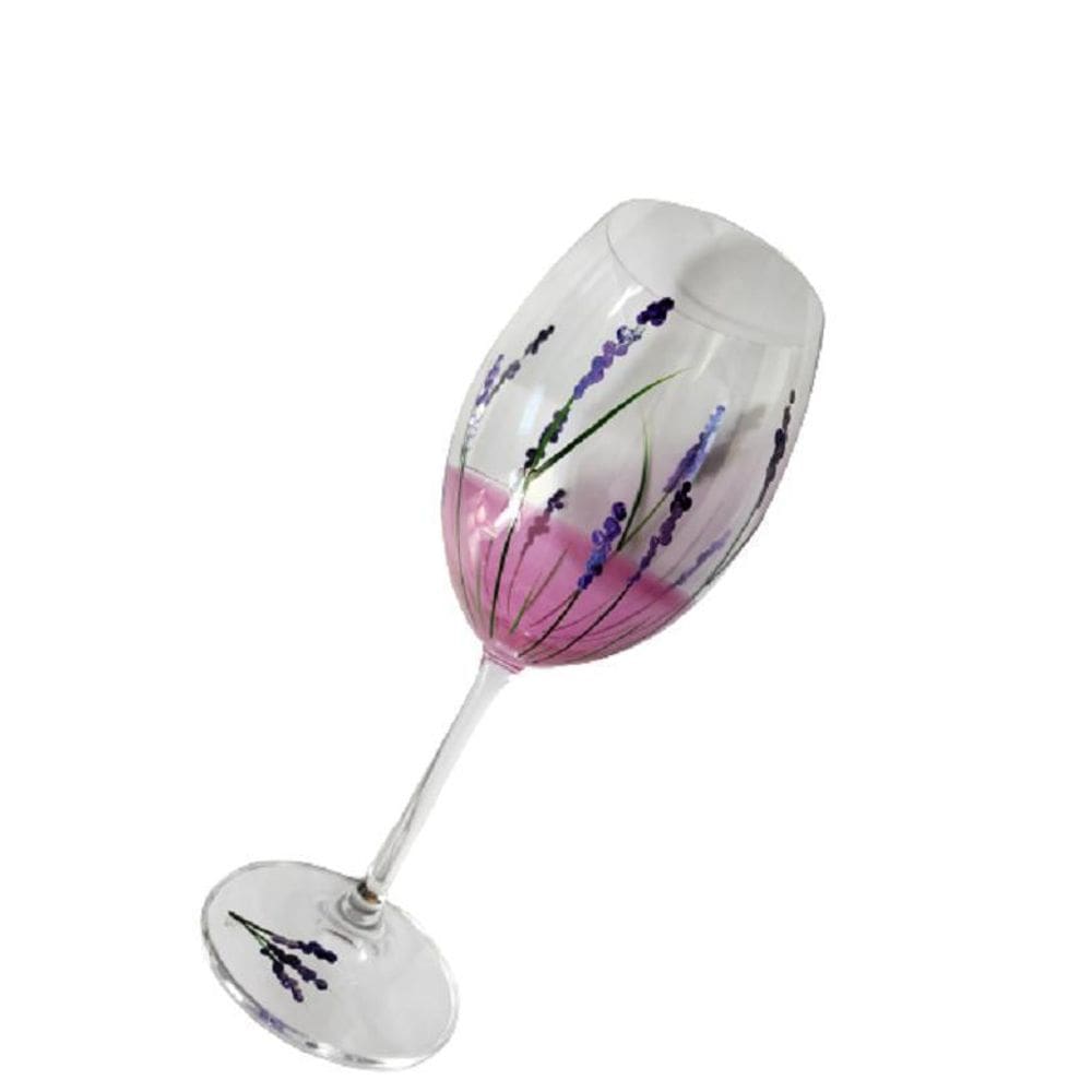 Taça Pintada À Mão Lavanda Cristal