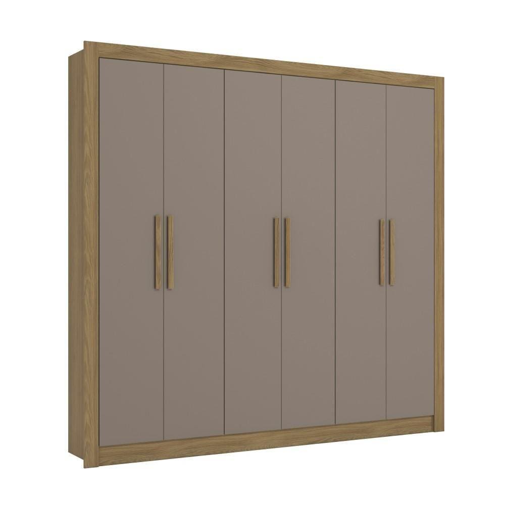 Guarda-Roupa Casal Kappesberg 6 Portas 2 Gavetas Marrom Cinza - M569