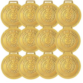 Kit com 25 Medalhas Rema Honra Ao Mérito 50mm Com Fita Cor Ouro