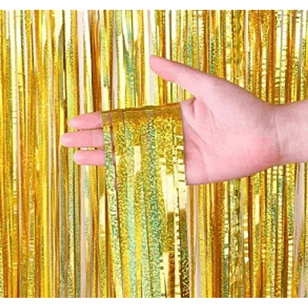 CORTINA METALIZADA HOLOGRÁFICA - DOURADA - 1 unidade