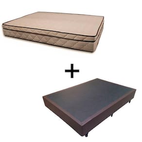 Cama Box Casal 138 Tecido Sintético Marrom Com Colchão Polônia Bello Box - D28 65x138x188