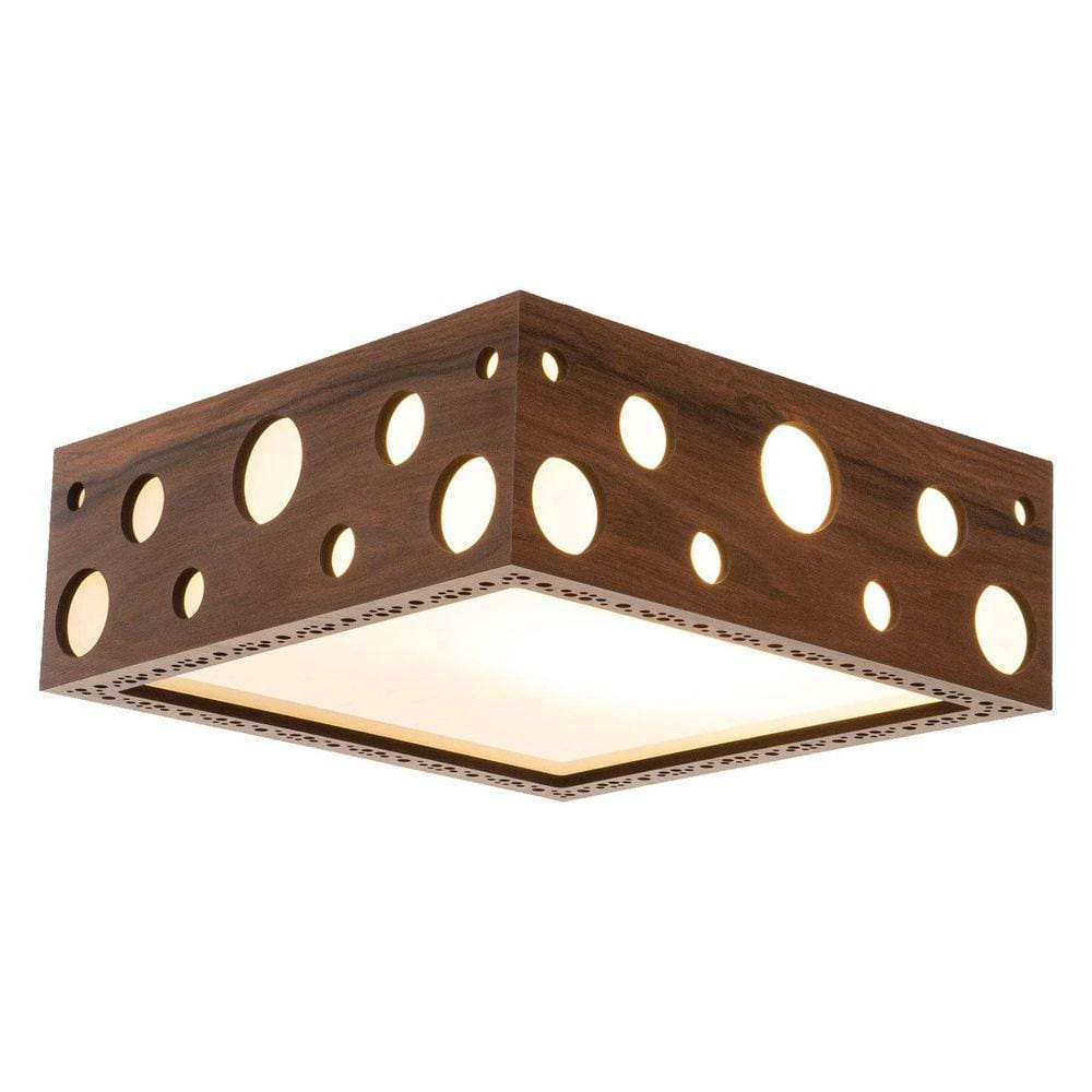 Luminária Decorativa Madeira Plafon Mariscal Quad 20Cm