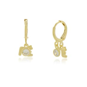 Brinco Argola Fé Com Ponto De Luz Banhada A Ouro 18K