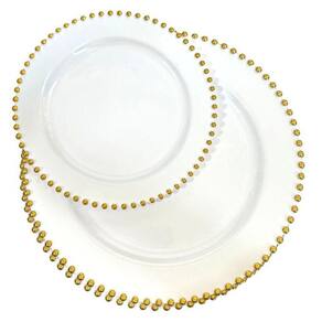 Kit Pratos Para Festa Luxo Acrílico De Jantar +Sobremesa 6Un