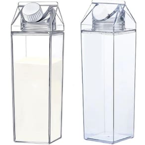 2 Garrafas Em Acrílico 500ml Ideal para Leite Suco Água