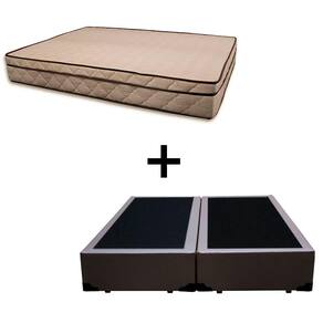 Cama Box Casal 138 Bipartido Tecido Sintético Marrom Com Colchão Polônia Bello Box - D28 65x138x188