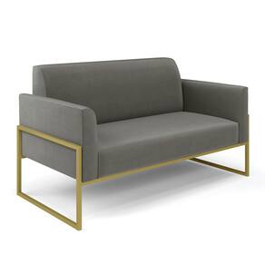 Sofá Namoradeira Base Industrial Alta Dourado Marisa Suede Grafite D03 - D`Rossi