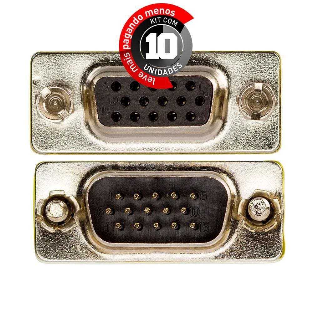 Emenda Vga Macho / Vga Fêmea - Kit 10