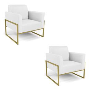 Kit 2 Poltronas Base Industrial Alta Dourado Marisa Corino Branco D03 - D`Rossi