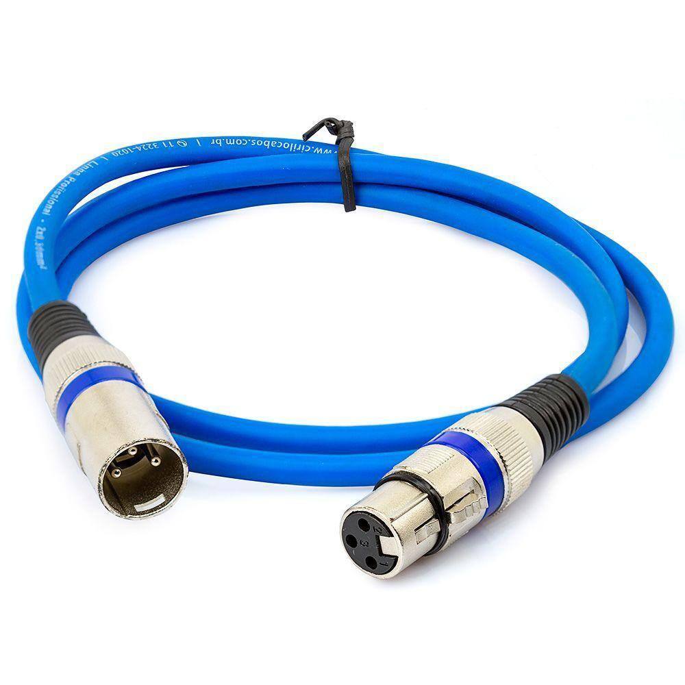 Cabo Canon Macho Para Fêmea Balanceado - Azul - 1 Metro