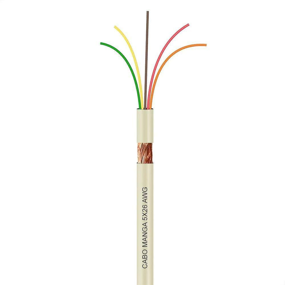Cabo Manga 5X26 Awg - Com Blindagem Bege - 1 Metro