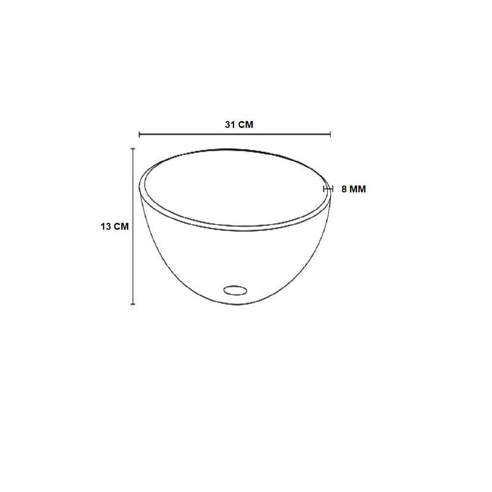 Cuba De Vidro Redonda 30Cm Preto Fosco