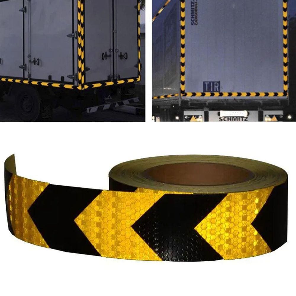 Faixa Refletiva Segurança 25 Metros Seta Amarelo Fluorescente Transito Caminhao Estrada Anti Acidente Vias Publicas