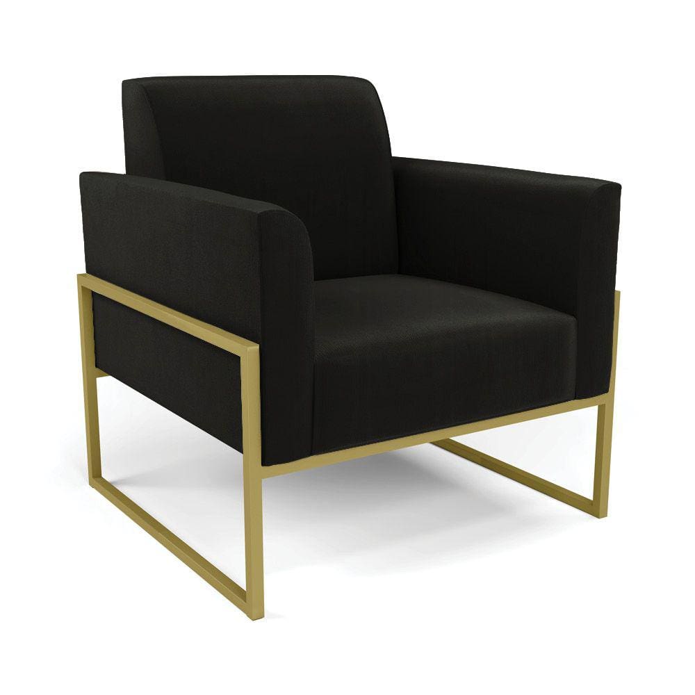 Poltrona Base Industrial Alta Dourado Marisa Suede D03 - D`Rossi
