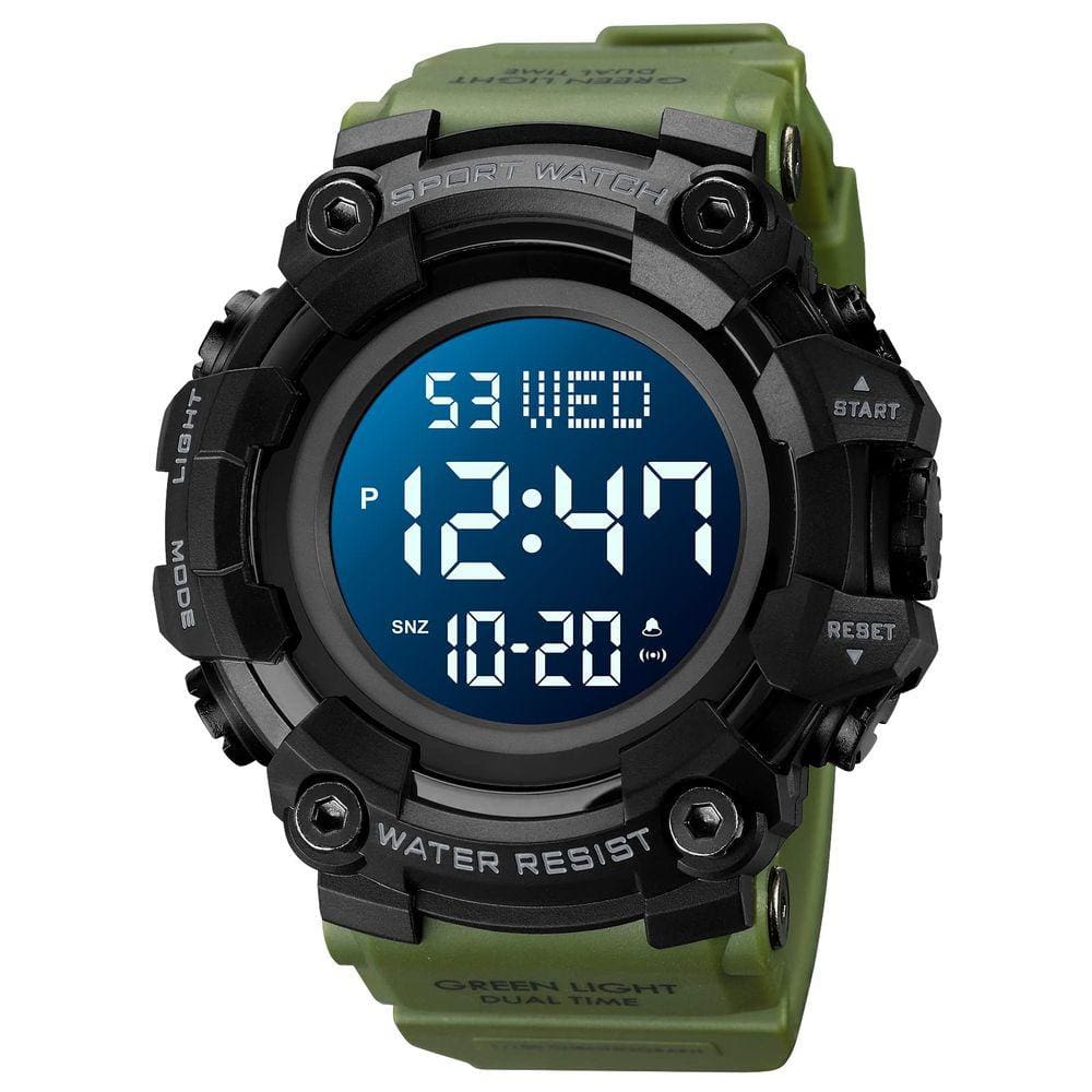 Relógio MASTOP Men Digital Chrono 50m resistente à água verde