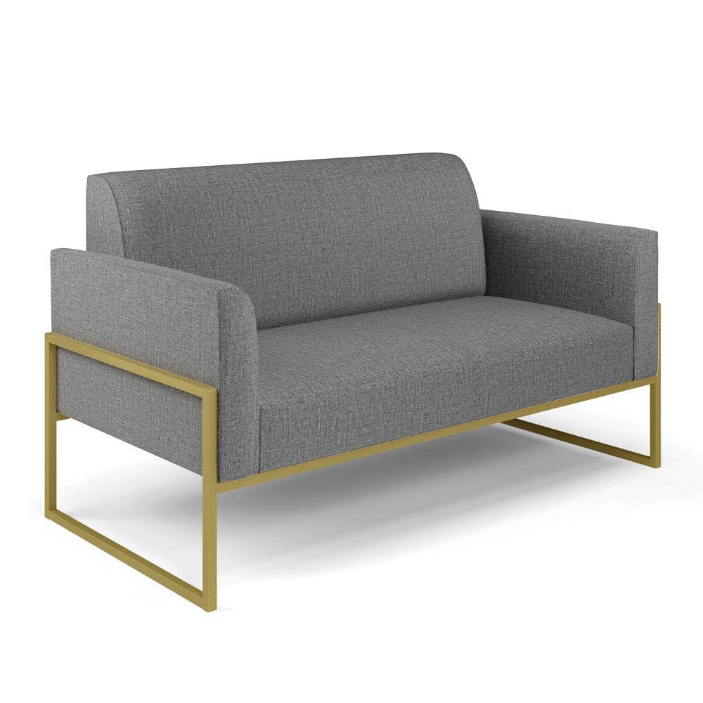Sofá Namoradeira Base Industrial Alta Dourado Marisa Linho D03 - D`Rossi