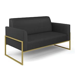Sofá Namoradeira Base Industrial Alta Dourado Marisa Corino Preto D03 - D`Rossi