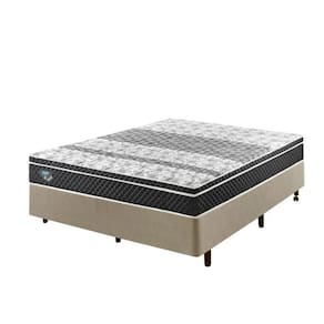 Cama Box Casal Reforçado 138x188x38cm e Colchão Gransleep Molas Verticoil Bege