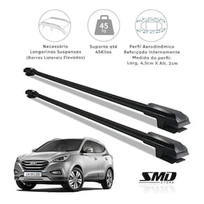 Rack Travessa Teto Hyundai Ix35 10 A 18 Aluminio Preto Preto