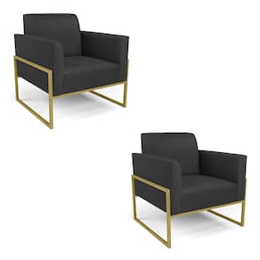 Kit 2 Poltronas Base Industrial Alta Dourado Marisa Corino D03 - D`Rossi
